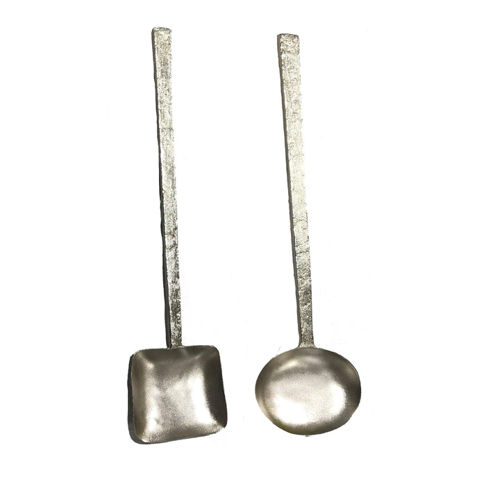 Silver Salad Server Set of 2, Geometry