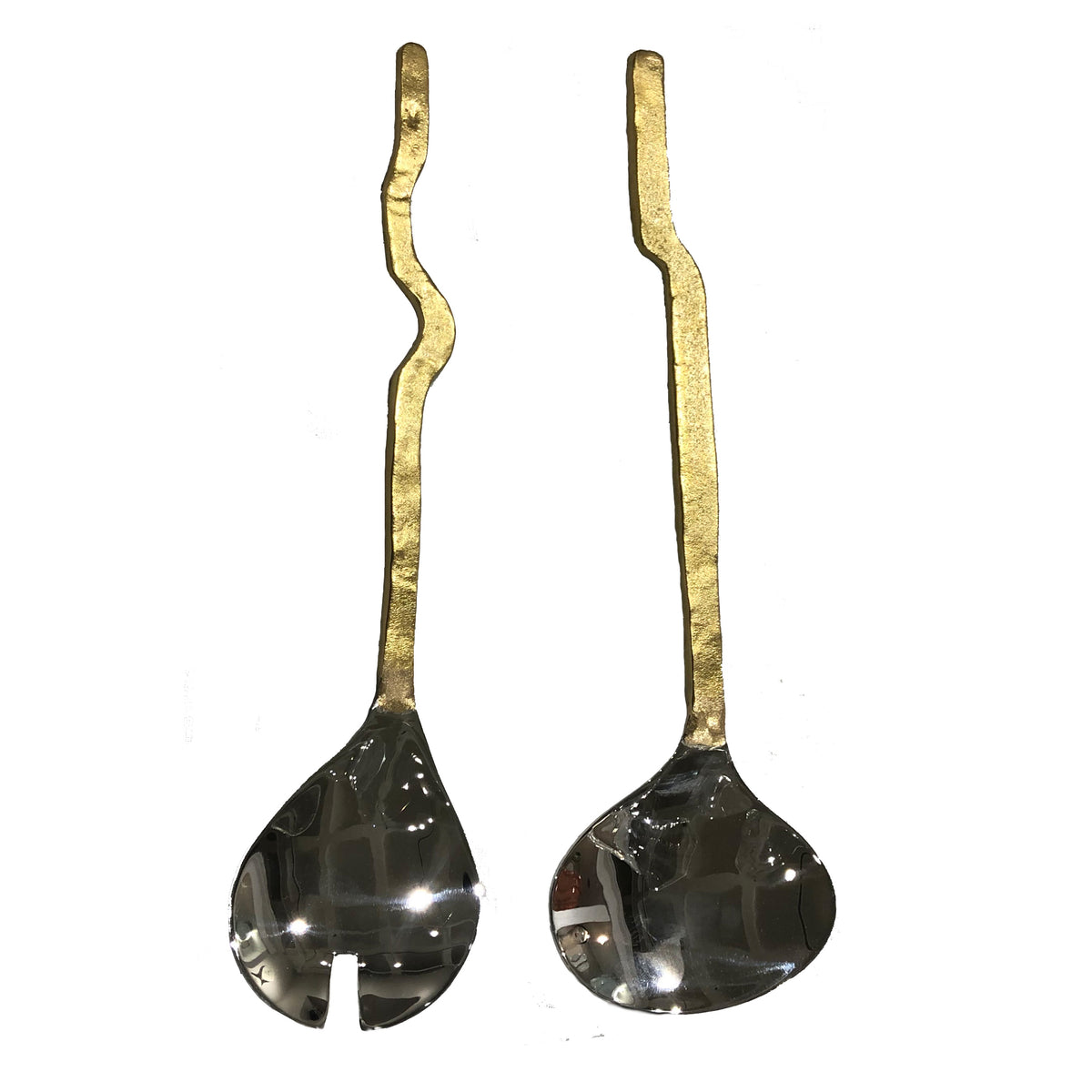 Gold/Silver Salad Server Set of 2, Wave