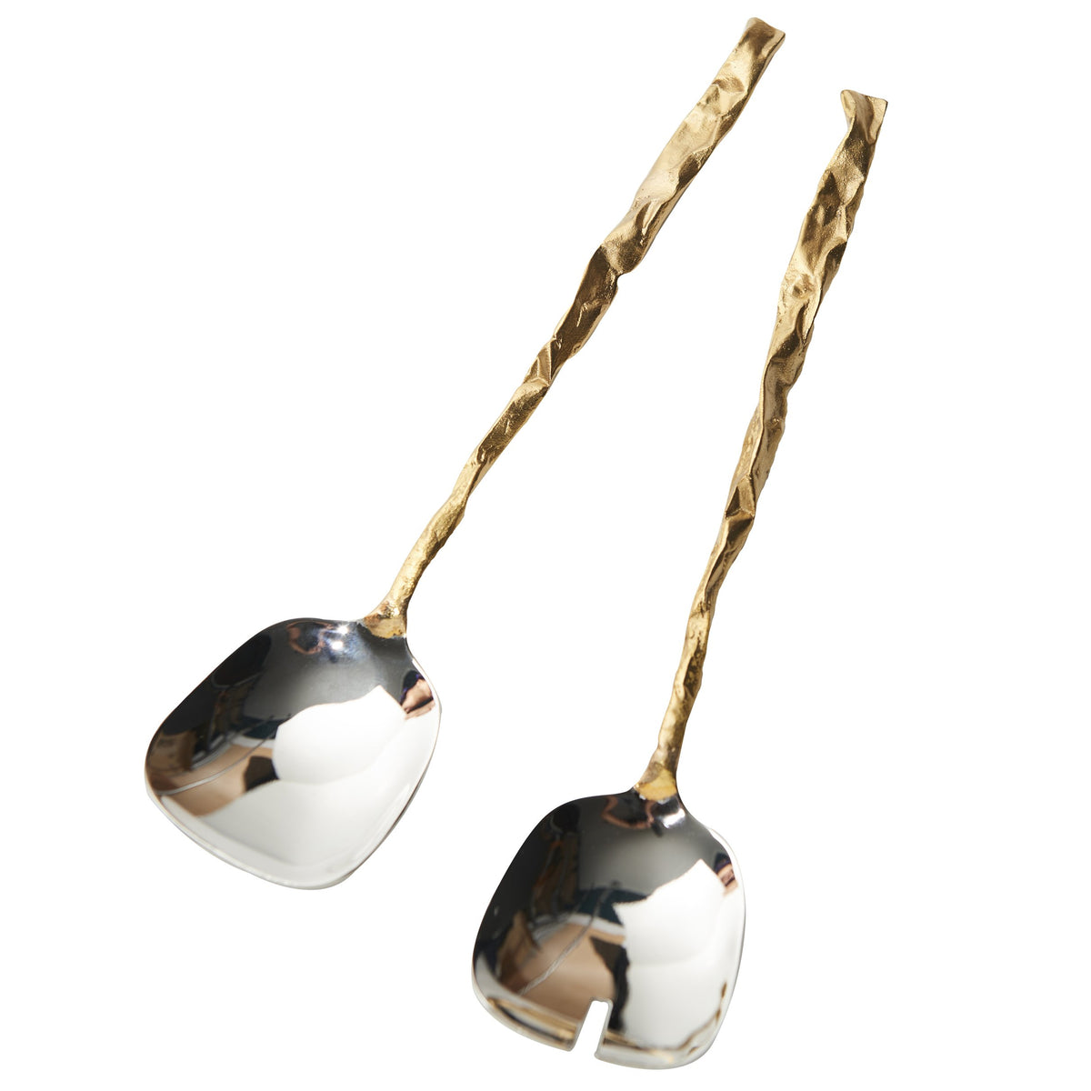 Gold/Silver Salad Server Set of 2, Crushed