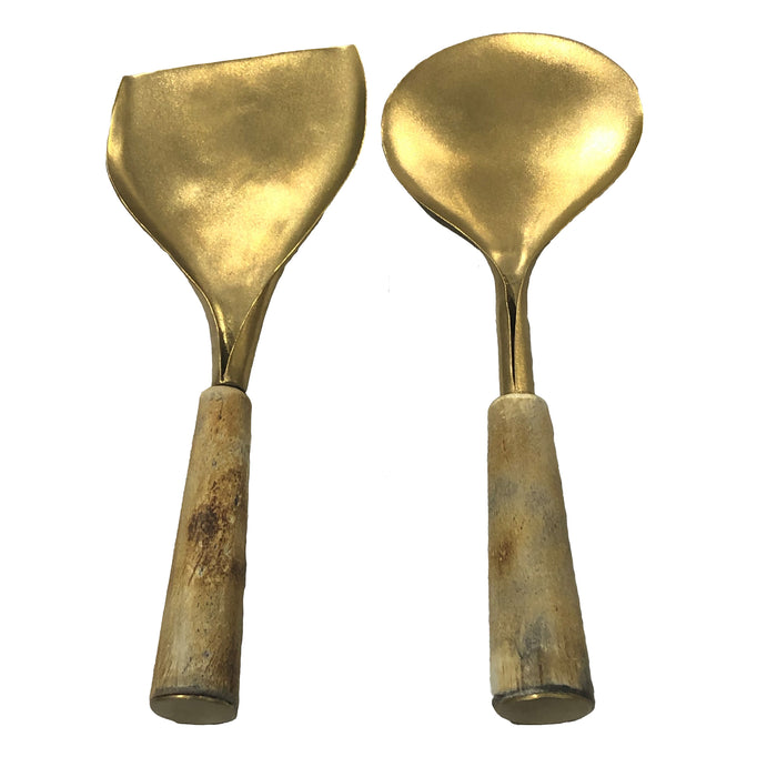 Horn/Gold Server Set of 2, Woody