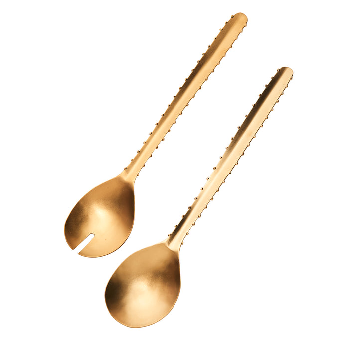 Gold Salad Server Set of 2, Cactus Dots