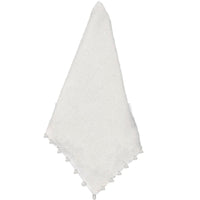 White Cotton Napkin, Pom-Pom Border, Set of 8