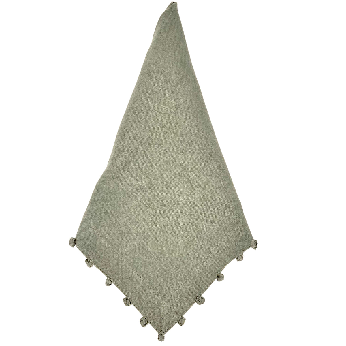 Gray Cotton Napkin, Pom-Pom Border