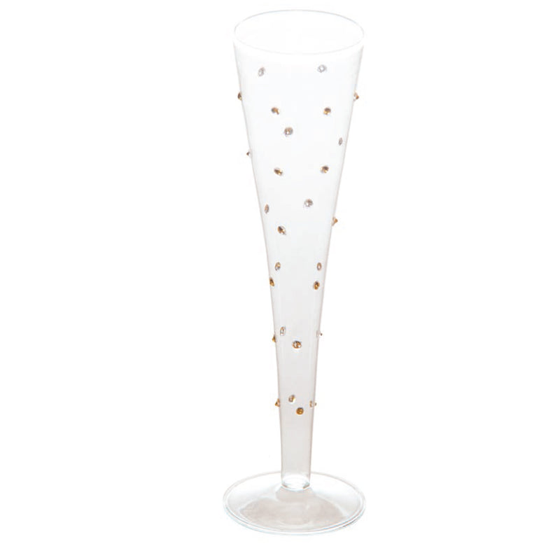 Gatsby Champagne Flute, Gold Dots, Set of 4
