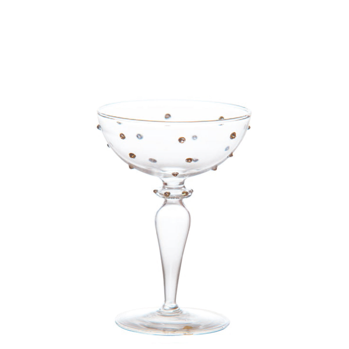 Gatsby Champagne Coupe, Gold Dots, Set of 4