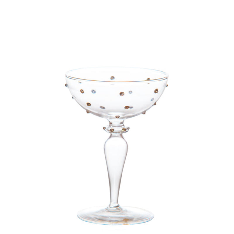 Gatsby Champagne Coupe, Gold Dots, Set of 4