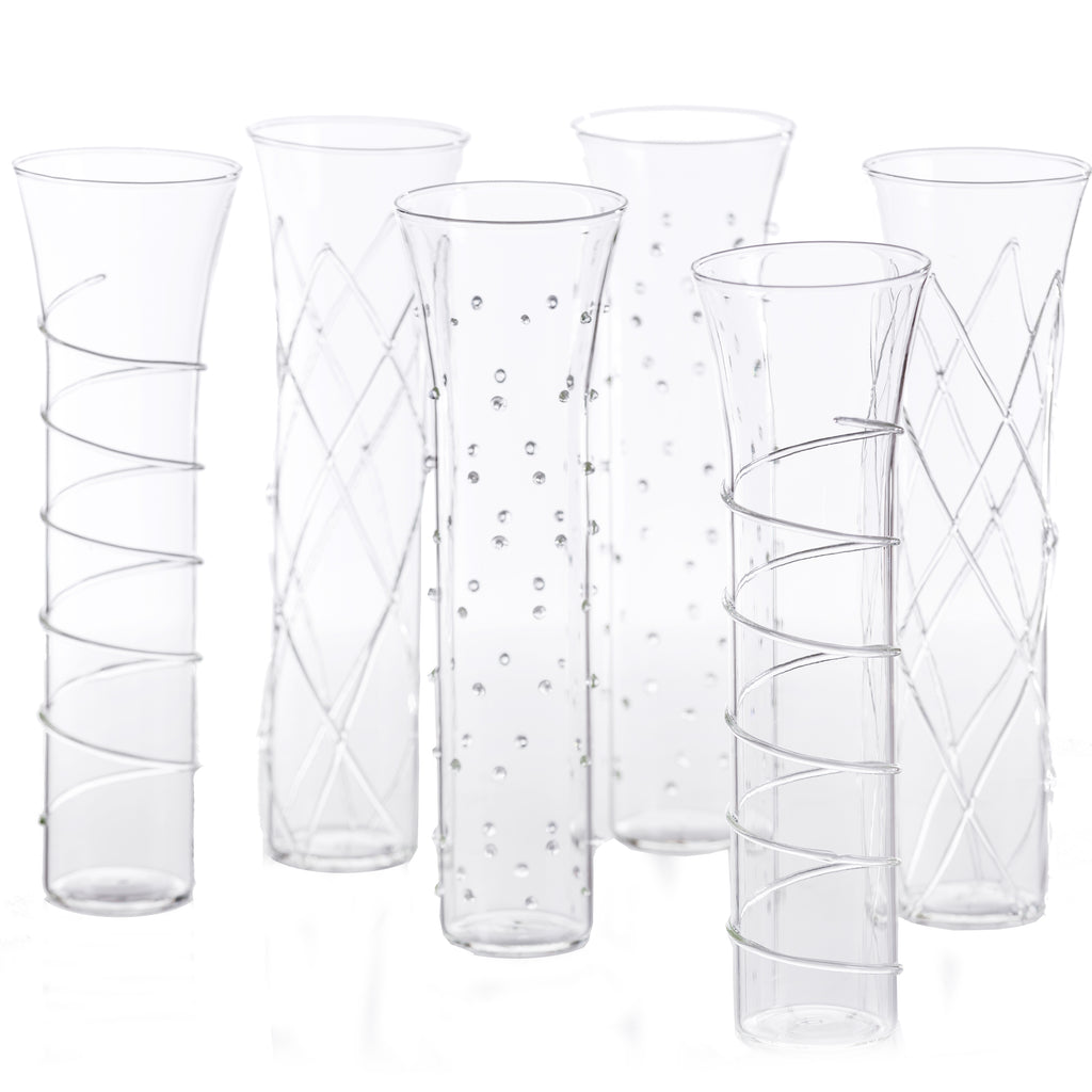 Razzle Dazzle Champagne Flutes with Clear Accents, Set of 6
