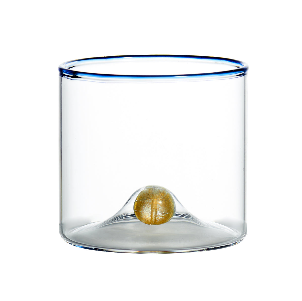 Golden Globe Double Old-Fashioned Glass w/ Blue Trim