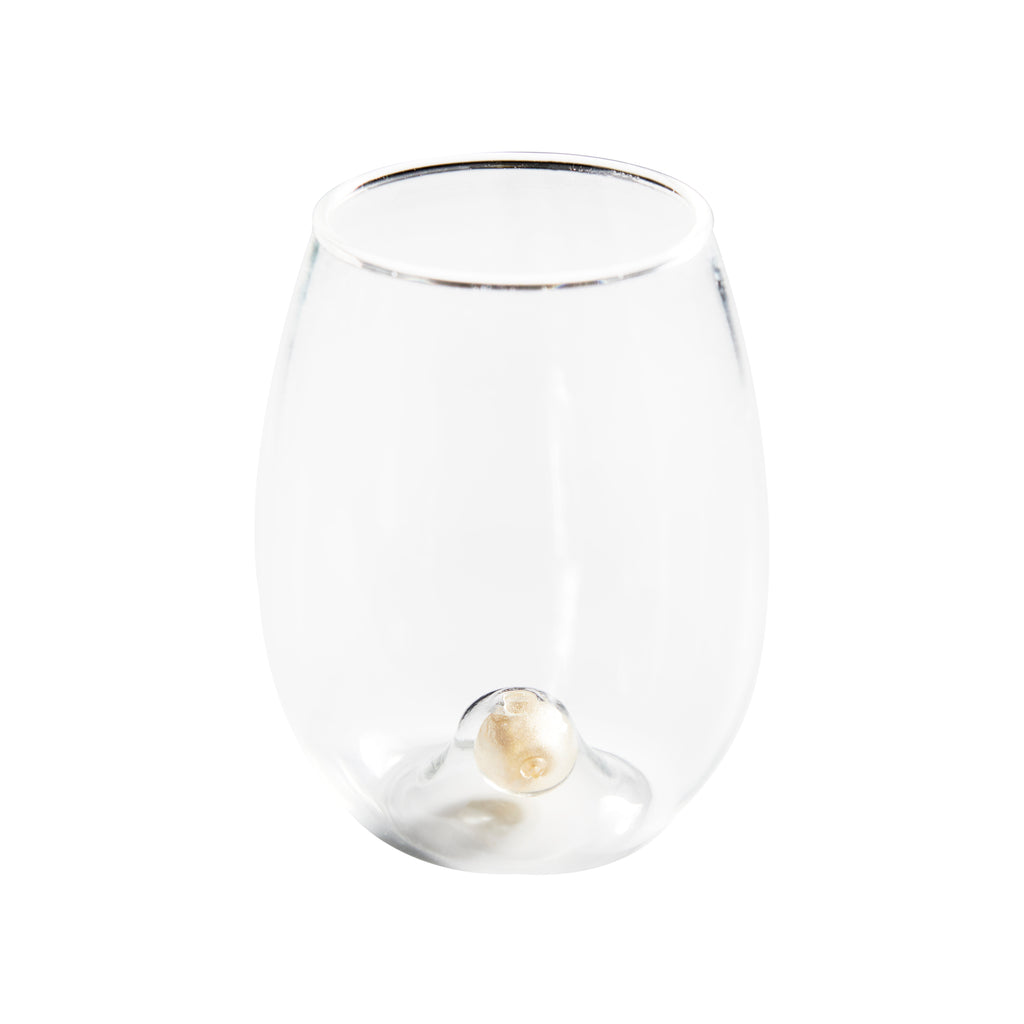 Golden Globe Stemless All-Purpose Wine Glass, Clear, Set of 4