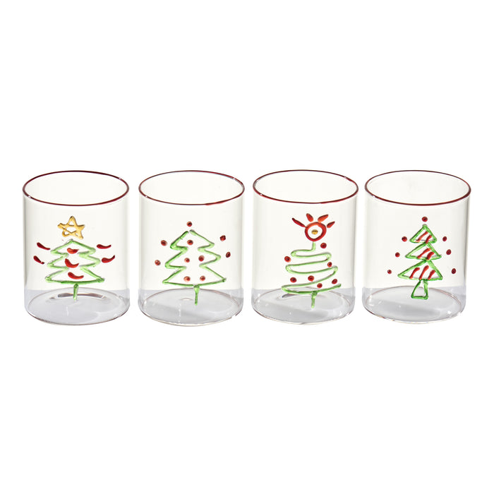 Christmas Tree Tumbler, Assorted Set of 4