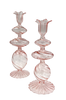 Pink Swirl Glass Candlestick, Medium, Set of 2