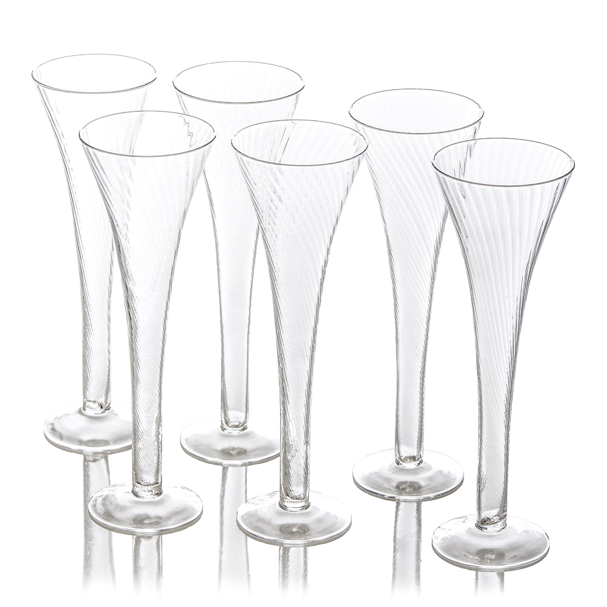 Champagne Flute, Optic Design, set of 6