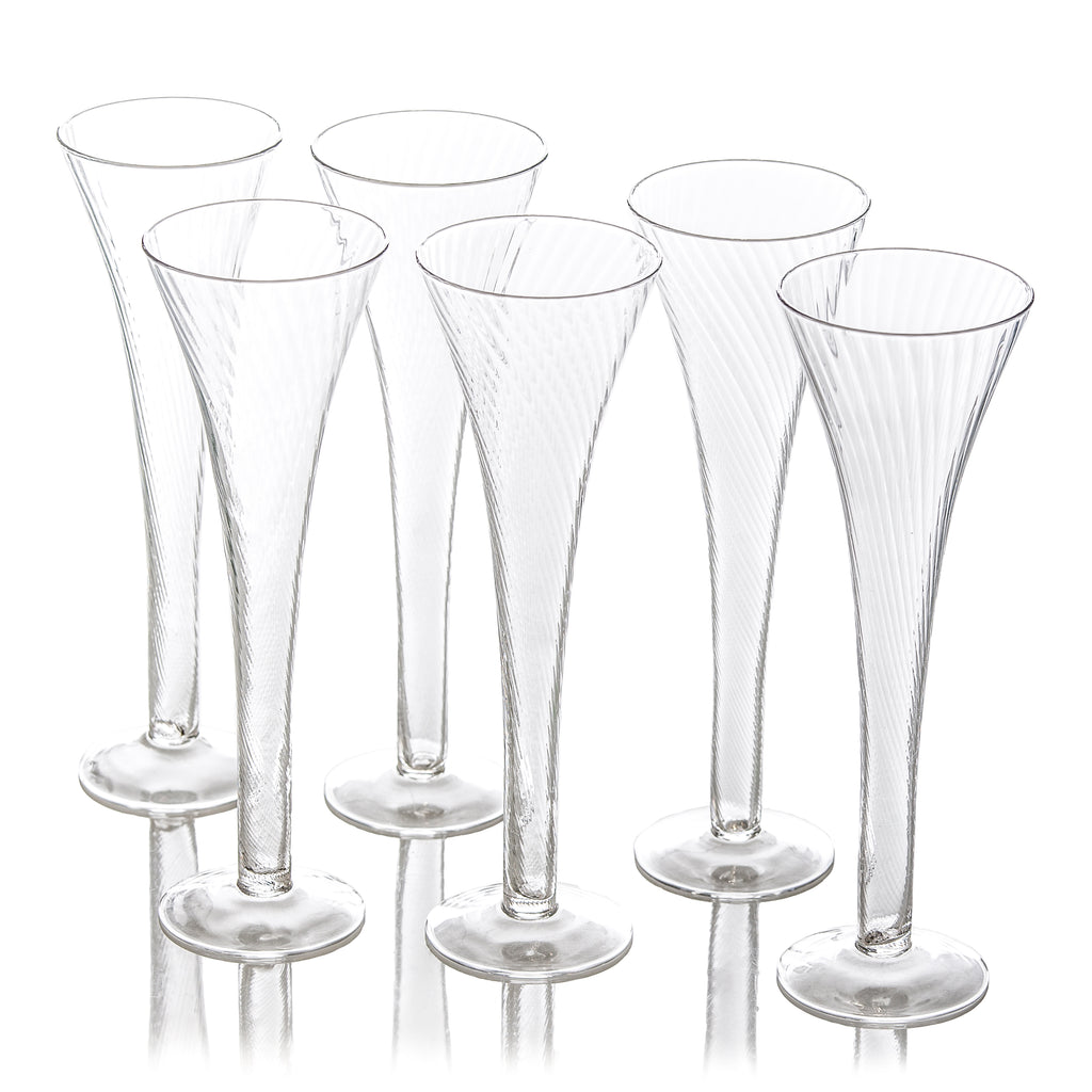 Champagne Flute, Optic Design, set of 6