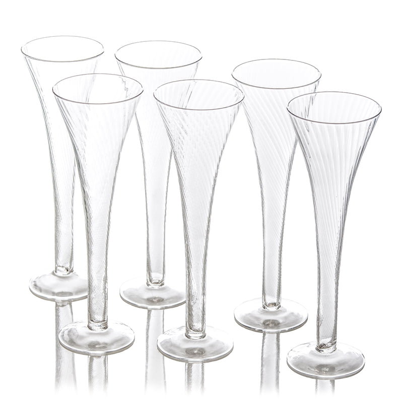 Champagne Flute, Optic Design, set of 6
