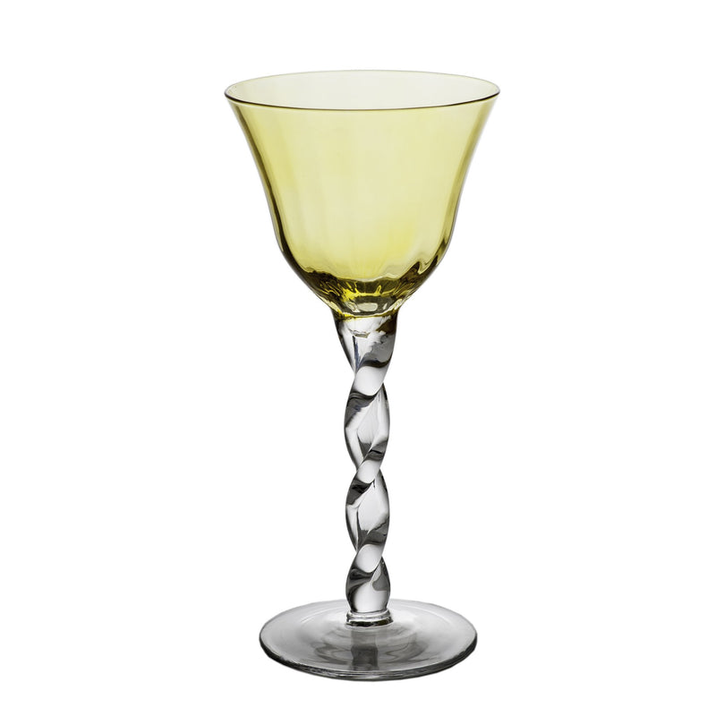 712472 Abigails Wholesale Tabletop Glassware Wine and Bar Adriana Wine Glass Yellow Adriana