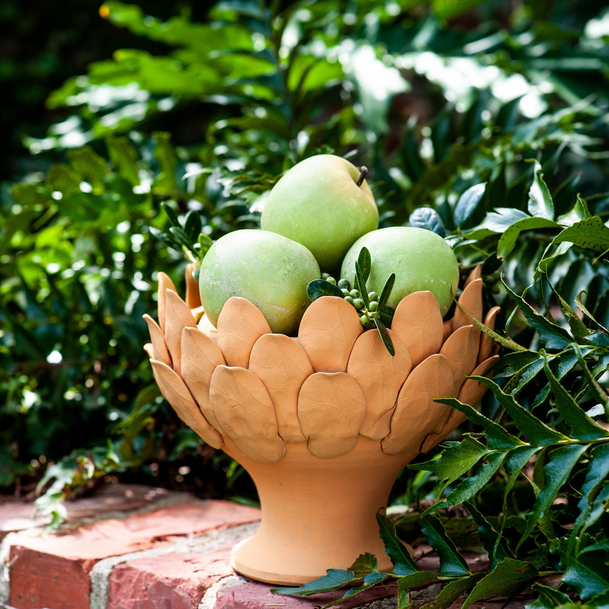 Terracotta Artichoke Footed Centerpiece, Large