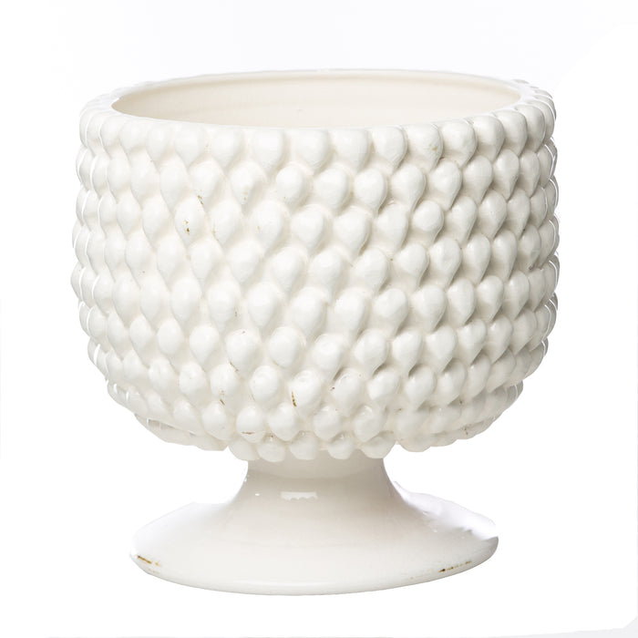 Vinci Pine Cone White Ceramic Planter, Large