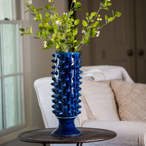 Vinci Pine Cone Blue Ceramic Vase