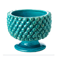 Vinci Pine Cone Turquoise Ceramic Planter, Large