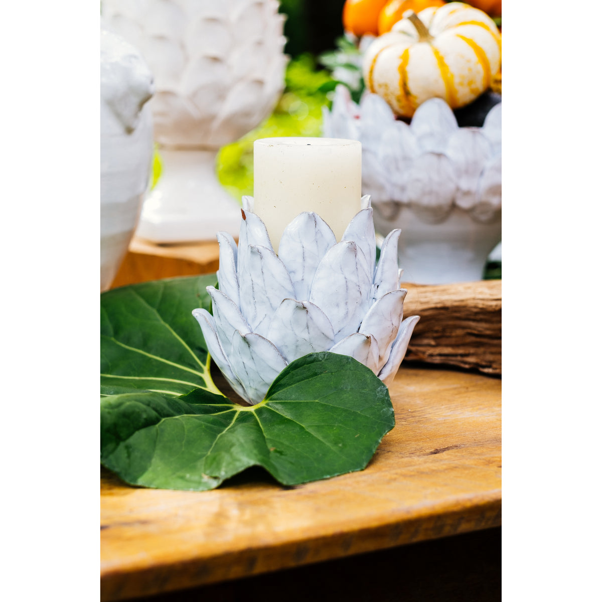 White Artichoke Candleholder