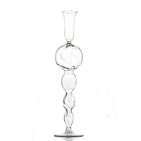Clear Glass Candlestick with Large, Round Ball