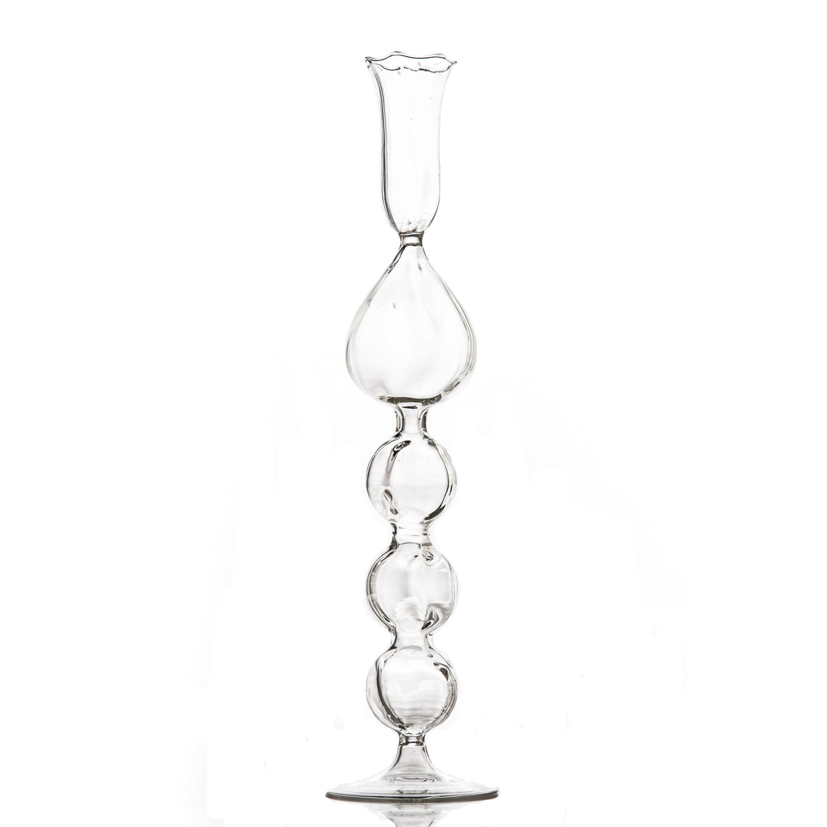 Clear Glass Candlestick with Teardrop