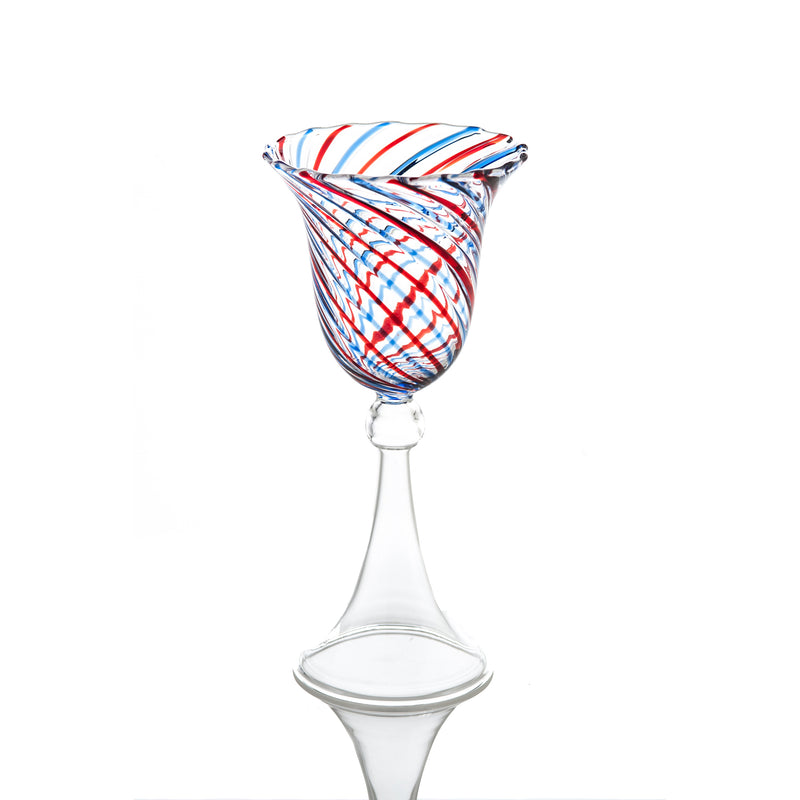 Red and Blue Swirl Wine, Set of 4