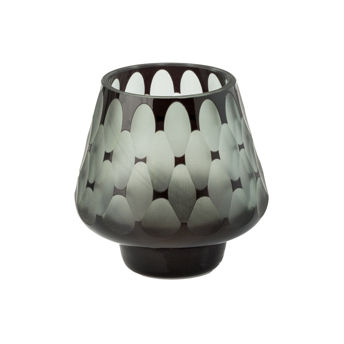 Votive Holder, Cut Glass, Smoke