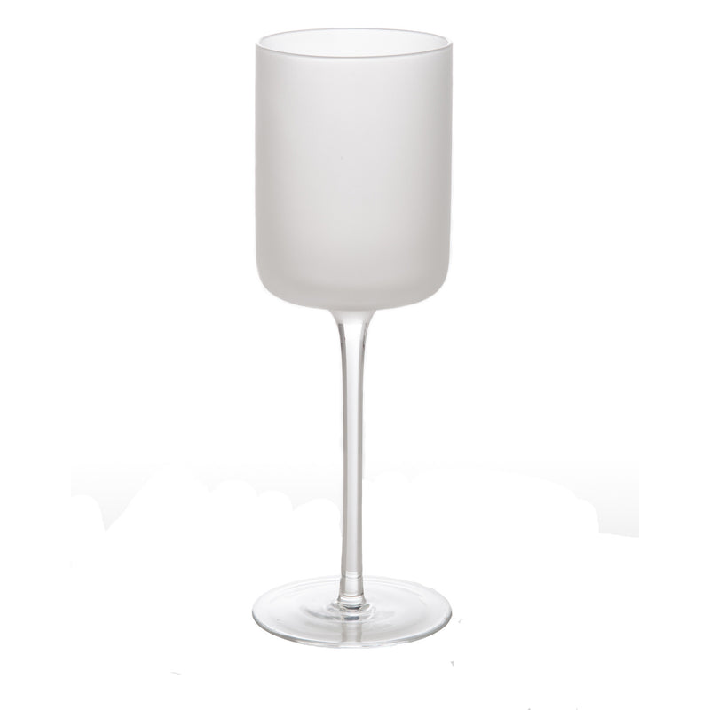 Set of 4 Frosted Wine Glasses Handblown from Recycled Glass, 'Frosted White