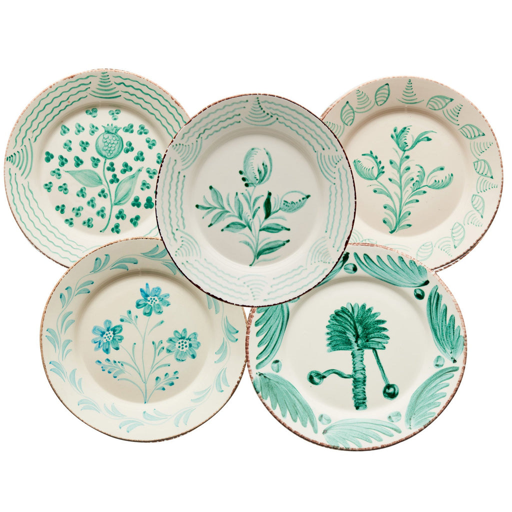 Casa Nuno Dinner Plate Group, Green/White, Assorted Set/10