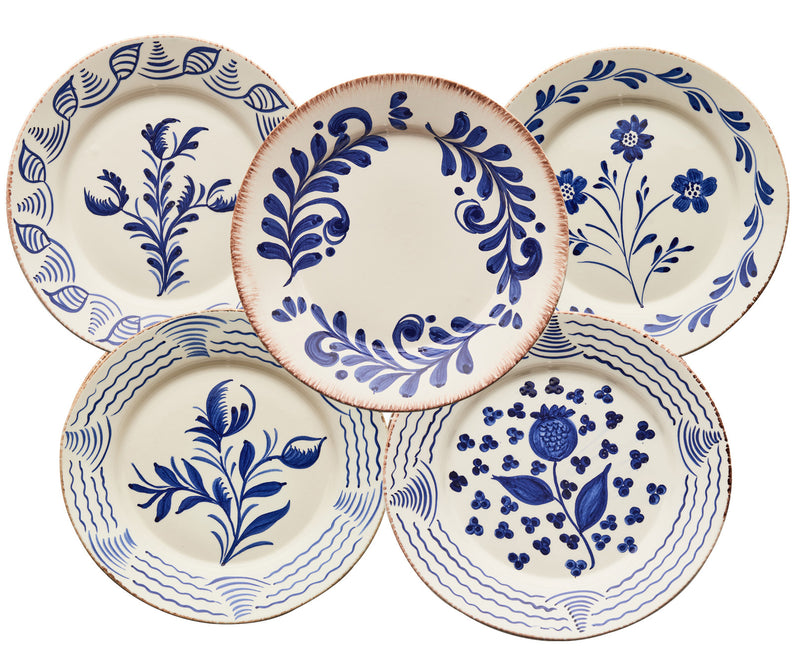 Casa Nuno Dinner Plate Group, Blue/White, Assorted Set/10