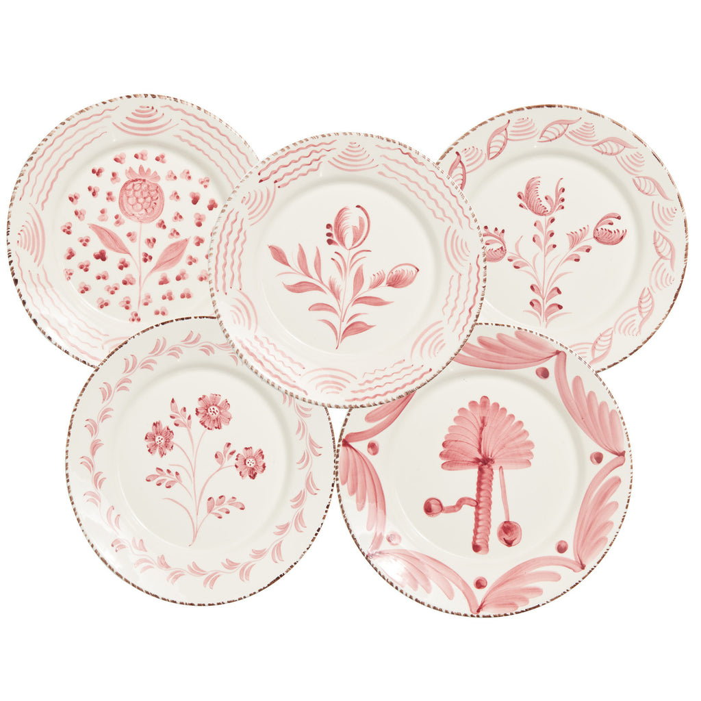 Casa Nuno Dinner Plate Group, Pink/White, Assorted Set/10