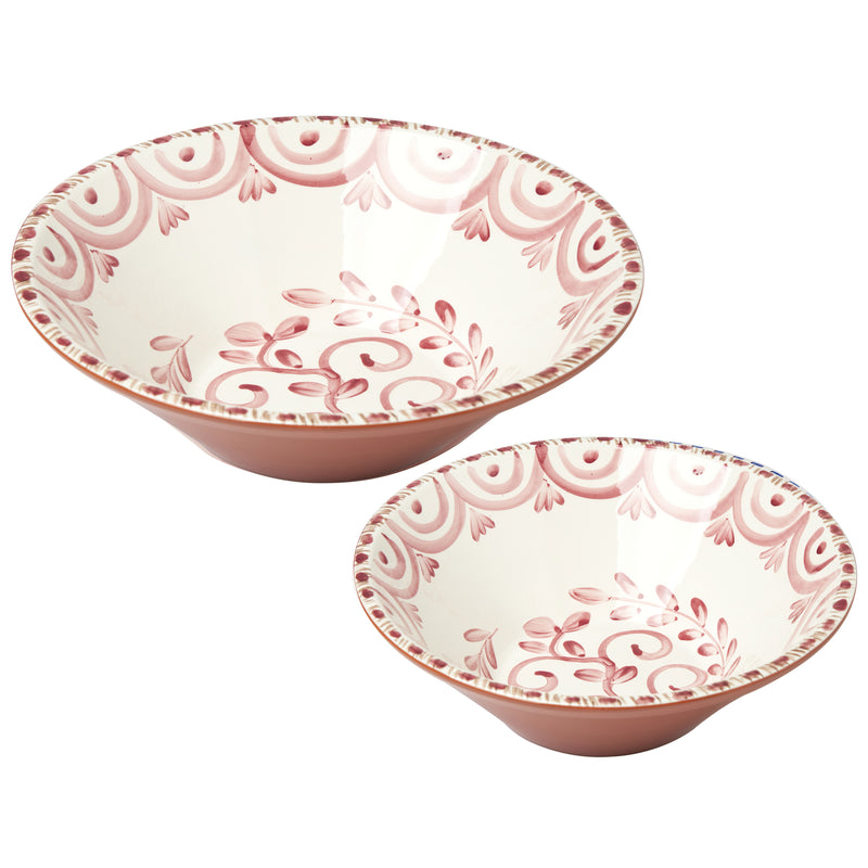 Casa Nuno Bowls, Pink/White, Two Sizes