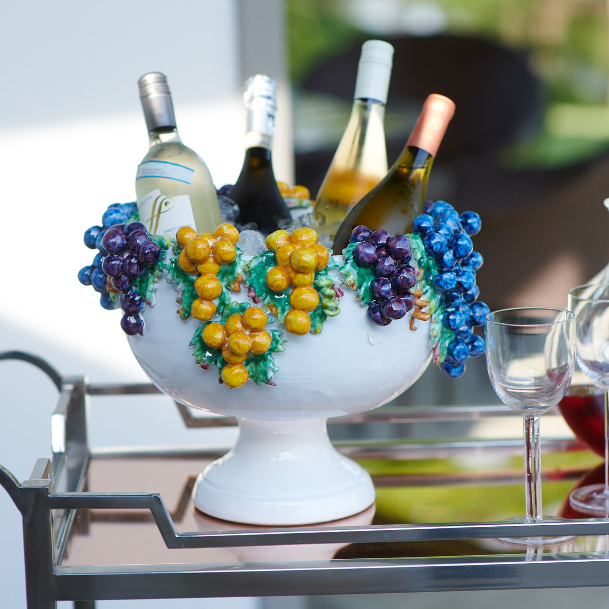 Footed Bowl with Grapes