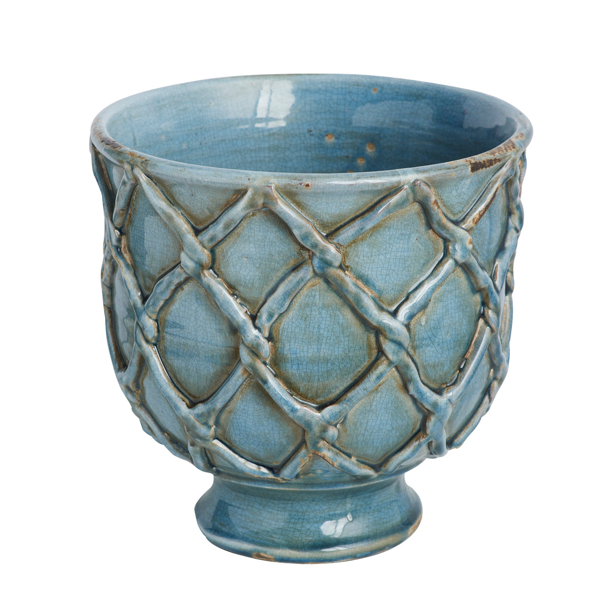 Vinci Criss Cross Planter, French Blue, Large