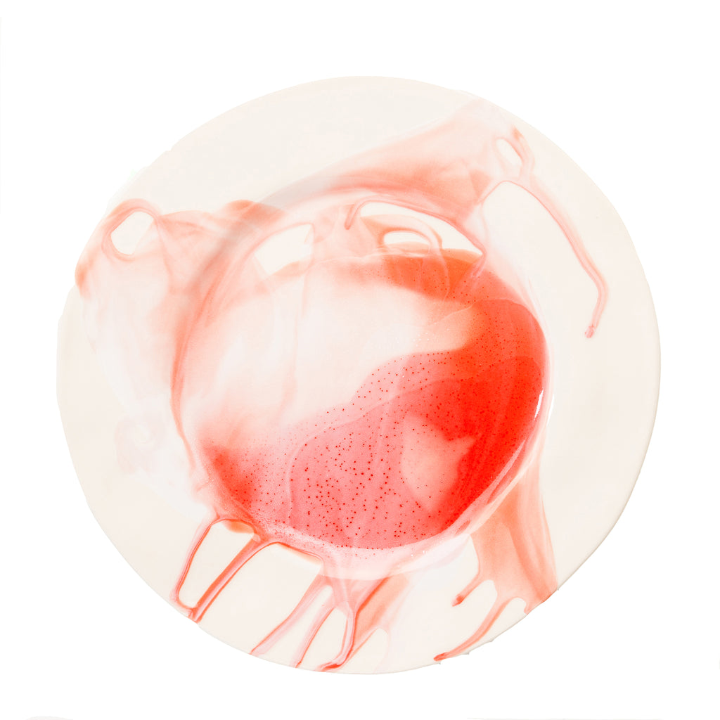 Splash, Ceramic Dinner Plate Red and White, Set of 4