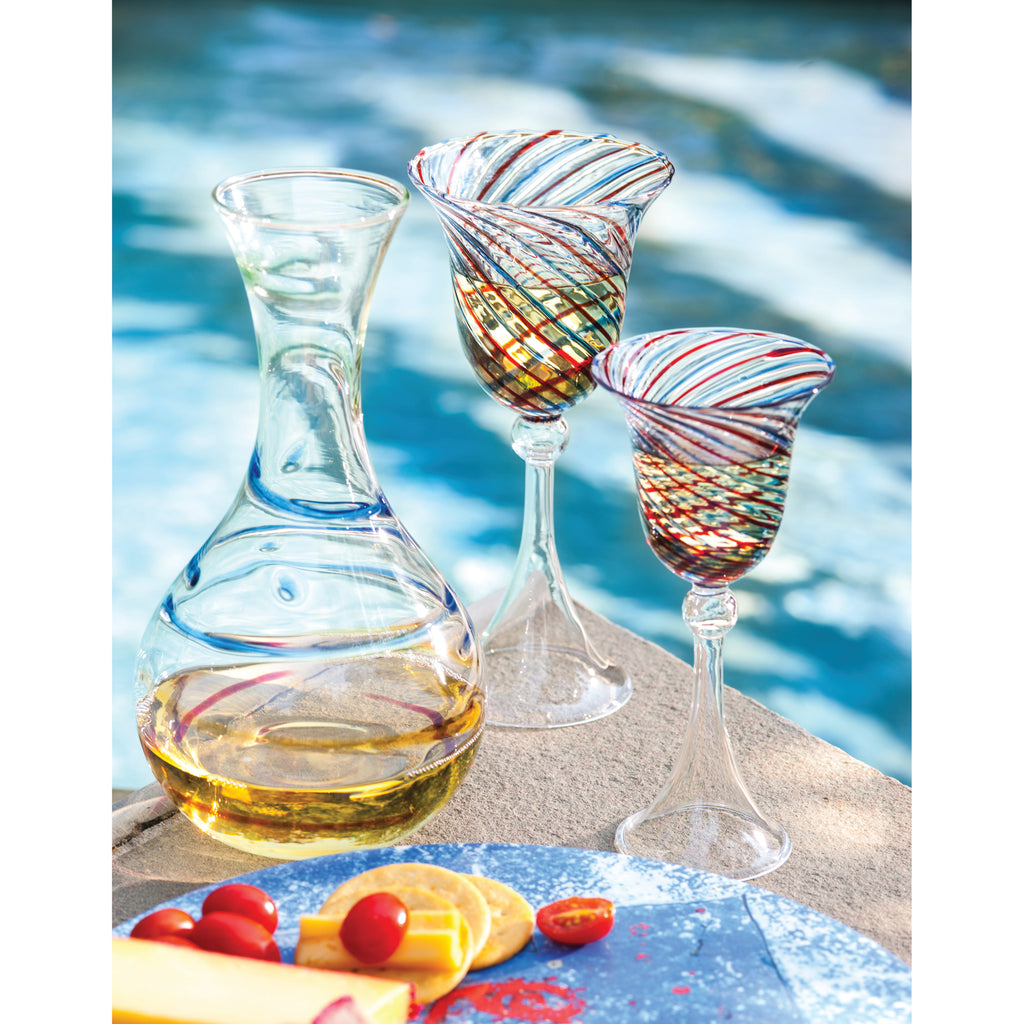 Red and Blue Swirl Water, Set of 4