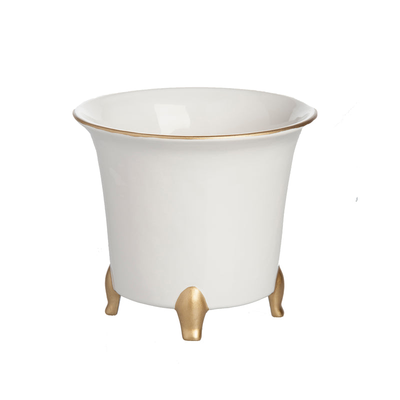 Cachepot, White and Gold, Large