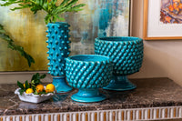 Vinci Pine Cone Turquoise Ceramic Planter, Small